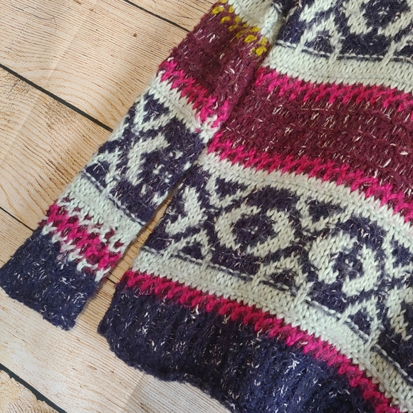 Free People Silver Reed Fair Isle Chunky Knit Sweater Small - Picture 9 of 11